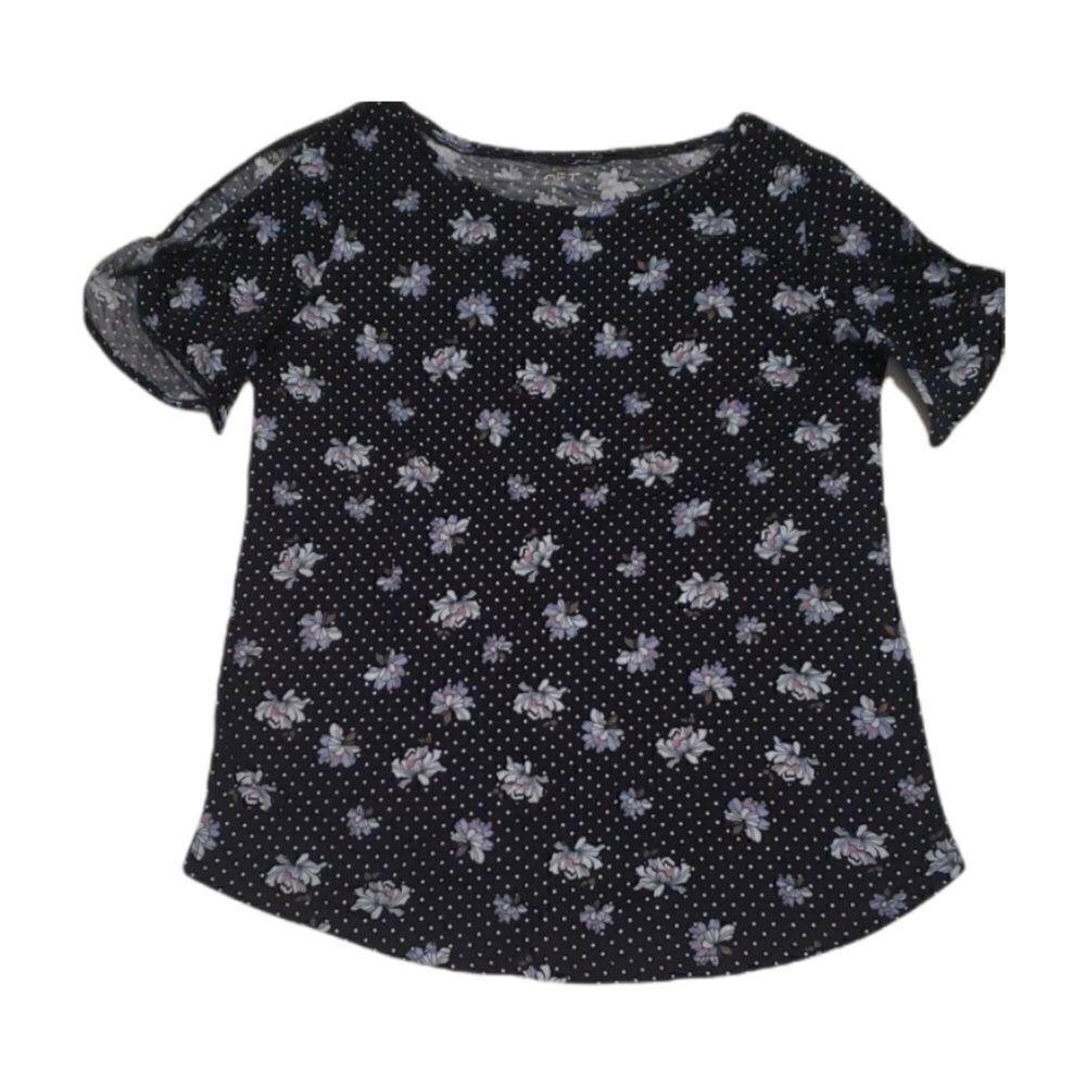 Loft cold shoulder navy floral top
